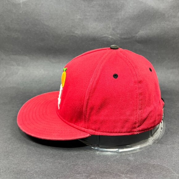 Flomotion Snapback Hat Cap Red Vacation Distressed FL Lifestyle Orange Logo Mens - Picture 3 of 14